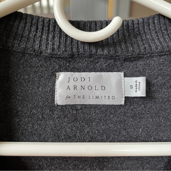 Jodi Arnold For The Limited Career Gray Cardigan Size Small Metal Chain Satin - Picture 4 of 8